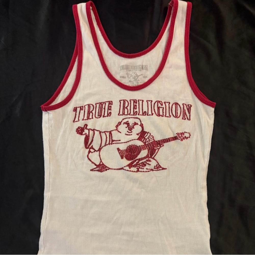 True Religion White Tank with Red Trim